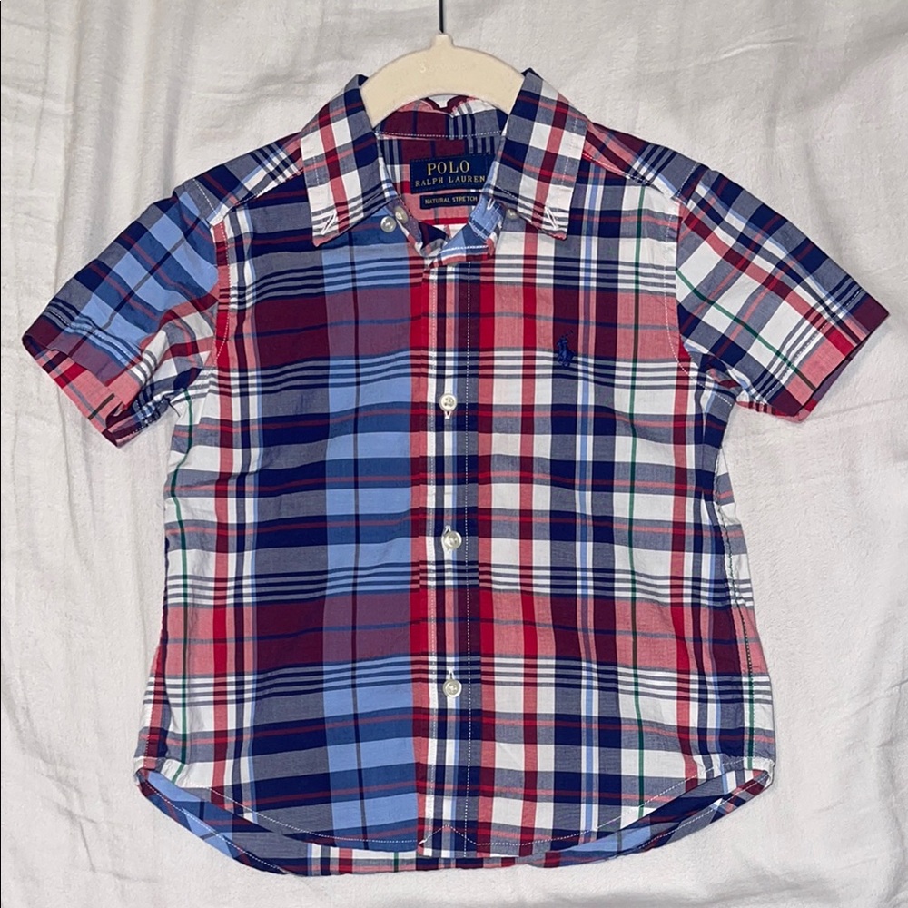 Ralph Lauren Plaid Cotton Poplin Short-Sleeve Shirt
